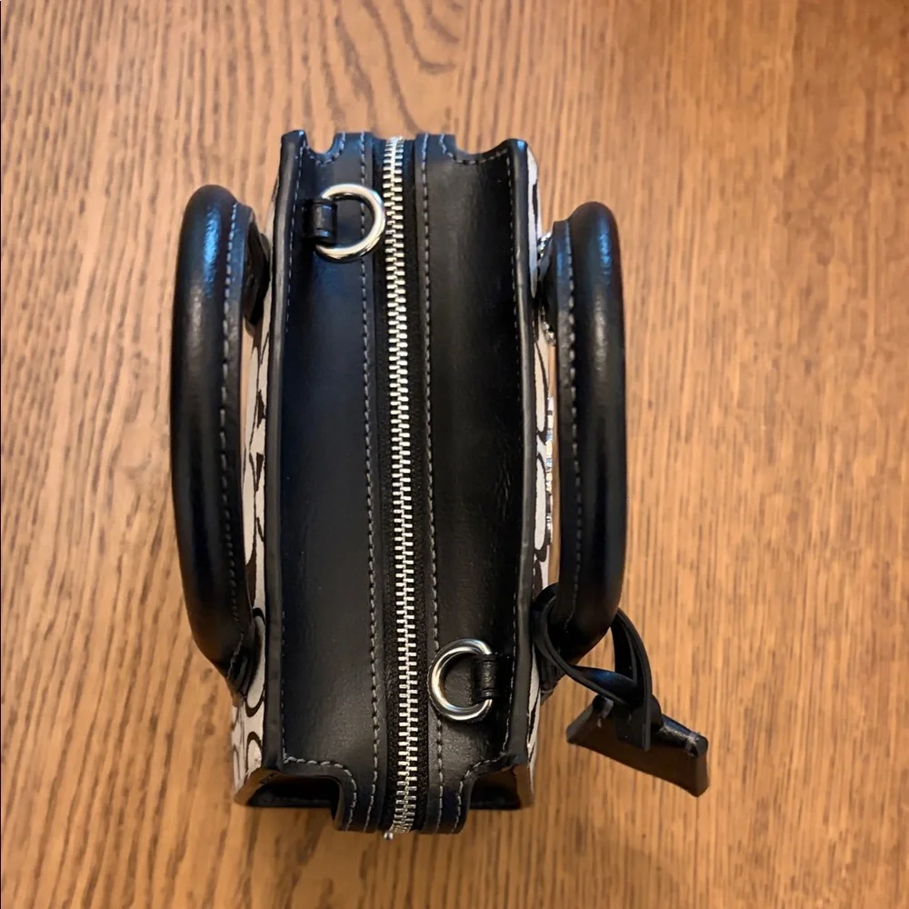 Coach 🌲 Andrea Mini Carryall in Monogram Black and Cream Leather - Picture 7 of 13